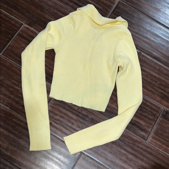 Yellow Ribbed Women's Sweater - Picture 5 of 6